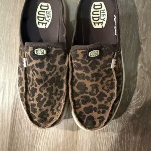 Hey Dude Leopard Print Slip-On Shoes